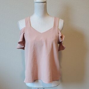 Forever 21 Dusty Rose Cold-Shoulder Ruffle Tank